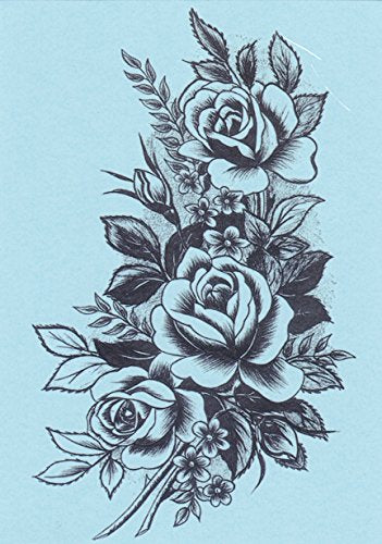 DaLin Black Rose Temporary Tattoos - 4 Sheets Waterproof Fake Tattoos for Women