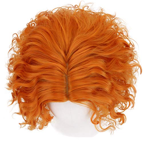 PARTY ZONE Orange Short Curly Cosplay Wig - Synthetic Wavy Costume Hair