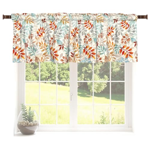 54x18 Inch Fall Eucalyptus Leaves Window Valance for Kitchen & Living Room