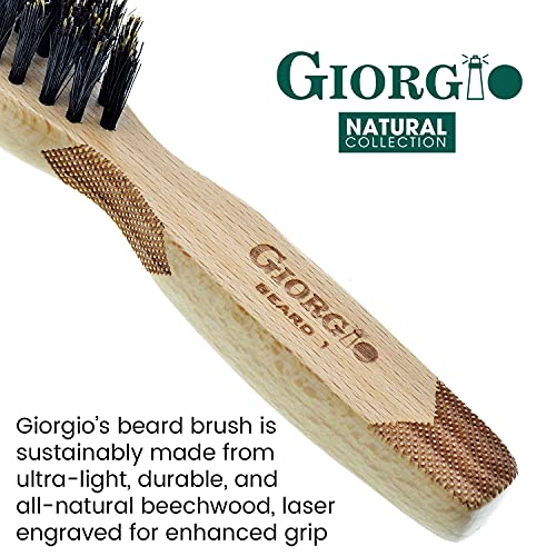 Giorgio G87IVY 2.5 Inch Ivory Men's Folding Pocket Comb with Beard Brush - Travel Grooming Set (1 Pack - GIVY87/GBRD1)