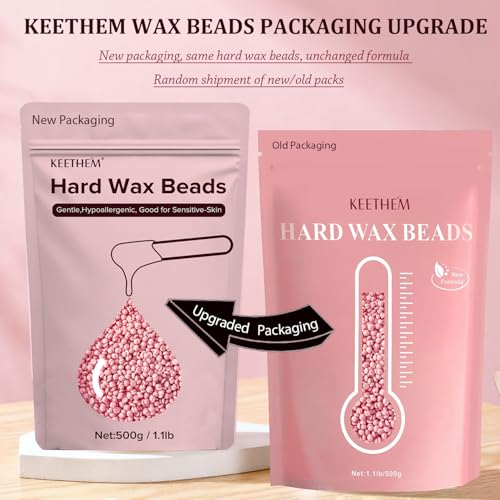 Hard Wax Hair Removal Beads - Painless Waxing for Sensitive Skin, Full Body Wax Beans with 20 Sticks for Women Men Bikini Brazilian, Armpit, Home Use (Rose, 1.1lb/17.6oz)