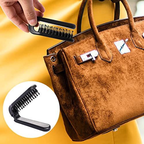 Portable Folding Hair Brush with Boar Bristles - Travel Size