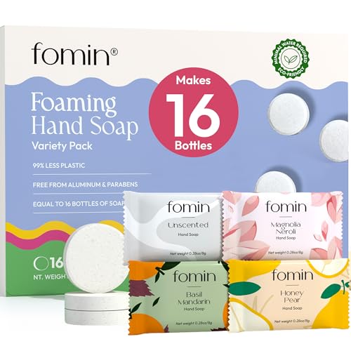 FOMIN 16-Pack Foaming Hand Soap Tablets Refill Variety Pack - Eco-Friendly & Reusable