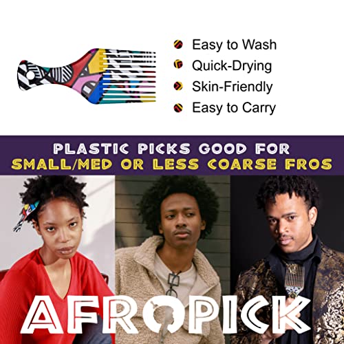 Afropick Anti-Static Afro Pick Comb for Curly Hair - 1 Count (Fresher Prince)