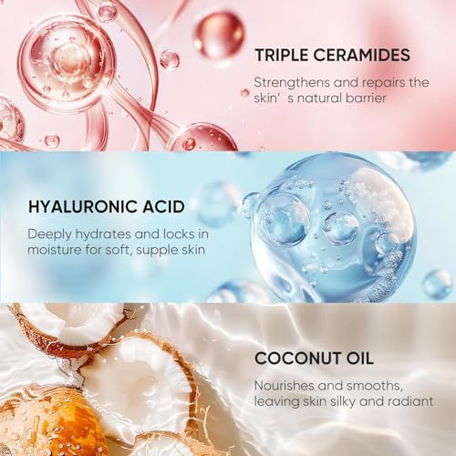 Easyes Rose Essence Body Wash for Women 1 Pack - Damask Rose Shower Gel with Real Petals, Hydrating with Hyaluronic Acid & Coconut Oil, 7 oz