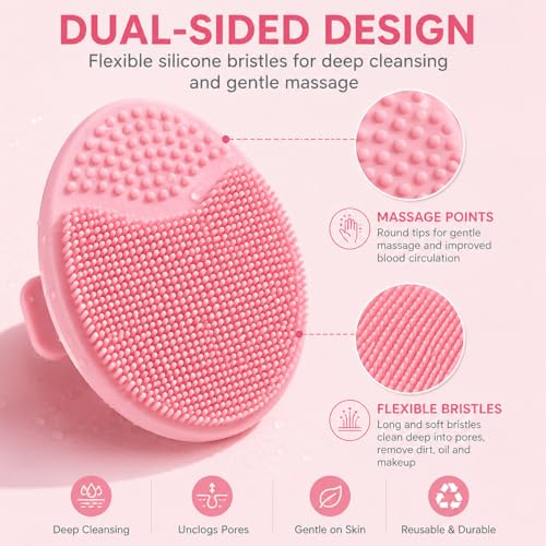 Silicone Face Scrubber Set - 4 Pack Gentle Cleansing Brushes