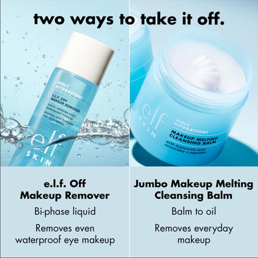 e.l.f. SKIN Holy Hydration Cleansing Balm - Jumbo Face Cleanser & Makeup Remover with Hyaluronic Acid | 3.5 Oz