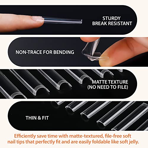 UNA GELLA XXL Soft Gel Nail Tips - Square & C-Coffin, 432pcs