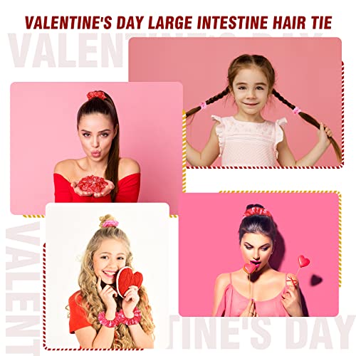 24-Piece Valentine's Day Heart Pattern Hair Scrunchies - Soft Elastic Ties