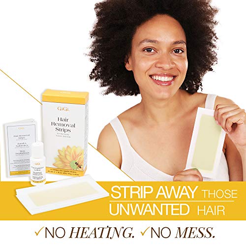 GiGi Hair Removal Wax Strips - Pre-Waxed Body Strips with Honee Formula, 12 Count