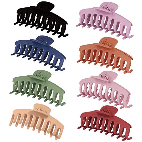 Large Matte Banana Hair Claw Clips - 8PCS Strong Hold for Women