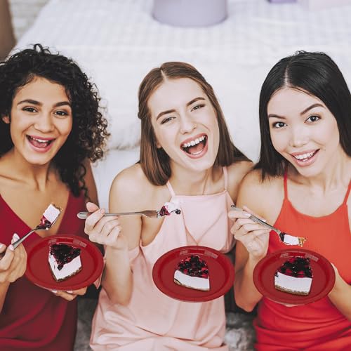 QZYL 50-Pack Heavy Duty 7-Inch Red Disposable Plates