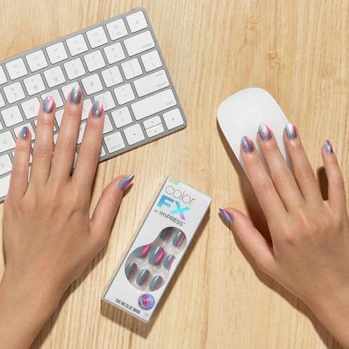 Impress ColorFX No Glue Press On Nails - Metallic Silver & Blue