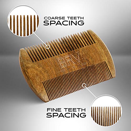 BRV MEN Sandalwood Beard Comb - Pocket Size & Dual-Sided