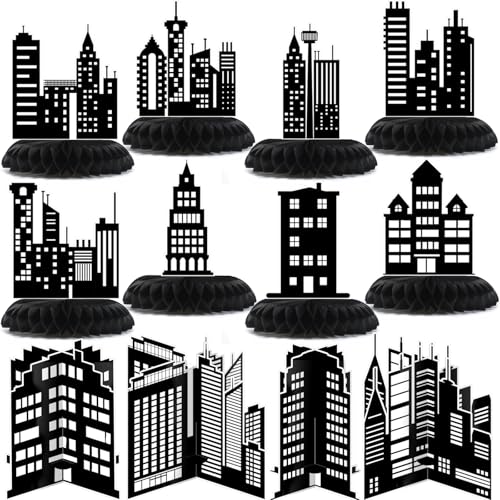 12-Piece Hero City Skyscraper Honeycomb Centerpieces