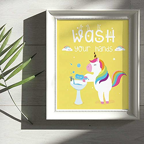 Funny Unicorn Bathroom Decor Art Prints Set of 4, 8x10