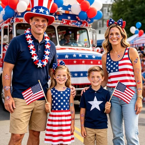 108 Pcs Glitter Patriotic Temporary Tattoos for 4th of July & Kids Adults