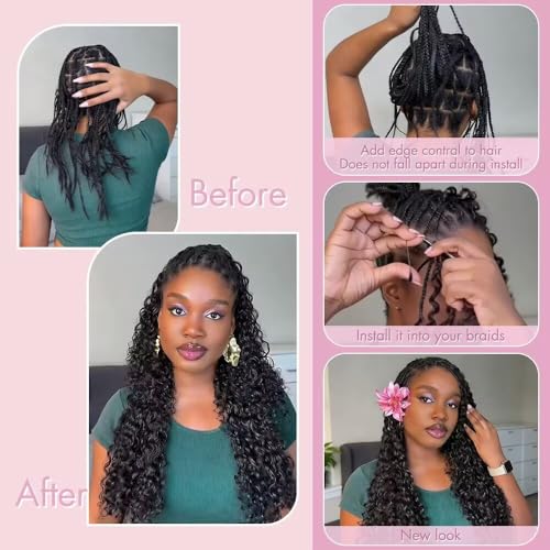 Human Crochet Hair for Black Women 16 Inch Burmese Curly Bundles Human Hair Pre-separated 40 Strands 50g Invisible Miracle Knots Feather Crochet Human Hair Extensions Natural Black 1B#