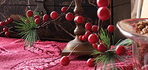 6 Feet Red Berry Garland - Unlit Christmas Decor for Fireplace & Mantel