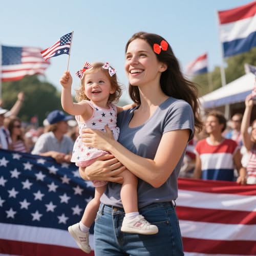 American Flag Hair Bow Clips 3PCS Patriotic Hair Accessories for Baby Girls & Women - Style3