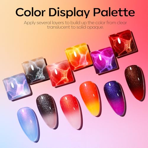 Modelones Glitter Gel Nail Polish Set - Color Changing 6 Shades