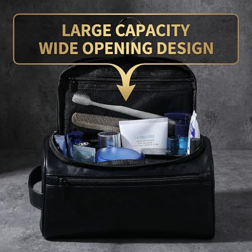 Men's Black Hanging Toiletry Bag - Large Capacity Travel Organizer