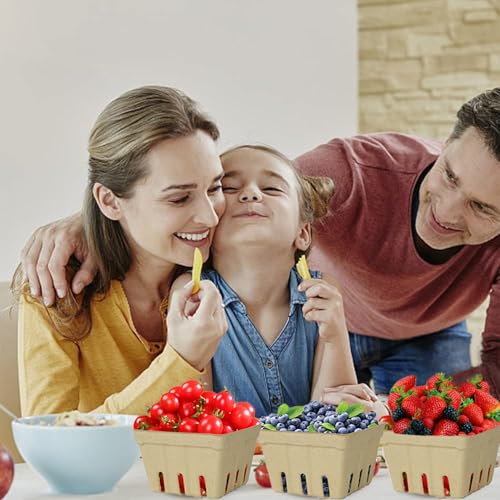 30 Pack Natural Pulp Berry Baskets - Eco-Friendly Produce Containers
