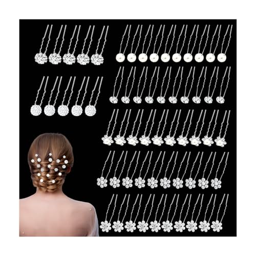 60 Pcs U-Shaped Silver Bridal Hair Pins - YINGFENG Wedding Accessories