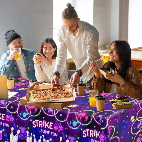 Bowling Birthday Tablecloths - 3 Pack Disposable Plastic Covers