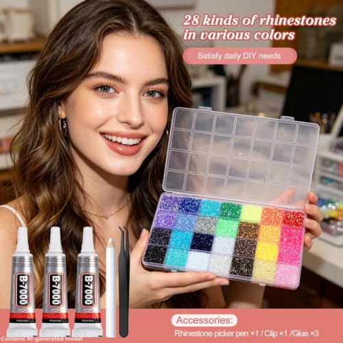 Artdone 3mm 28-Color Jelly AB Rhinestones - 36,000 Pcs DIY Crystal Bedazzling Supplies