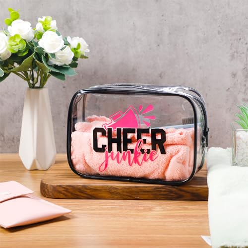 Cheerleading Theme Makeup Bags - 12 Pcs Clear PVC Zipper Pouch