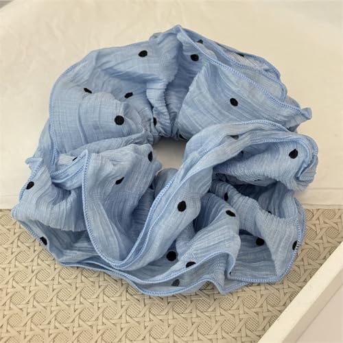 Jseng 3PCS Satin Scrunchies - Silk Feeling Hair Ties for Thick & Thin Hair, Beige+Blue+Black