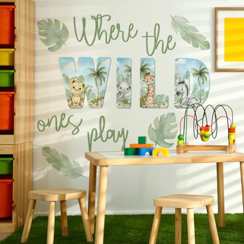 Watercolor Jungle Animal Wall Decals - Removable Nursery Stickers