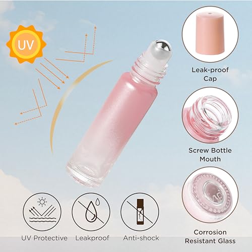 SESENSE 10ml Essential Oil Roller Bottles - 12 Pack with Funnel & Dropper