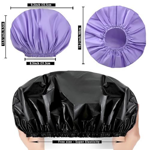 Extra Large Waterproof Shower Caps for Women - 2 Pack