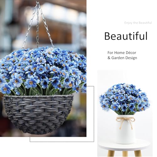 Vibrant Blue Artificial Flowers - 12 Bundles for Home Décor