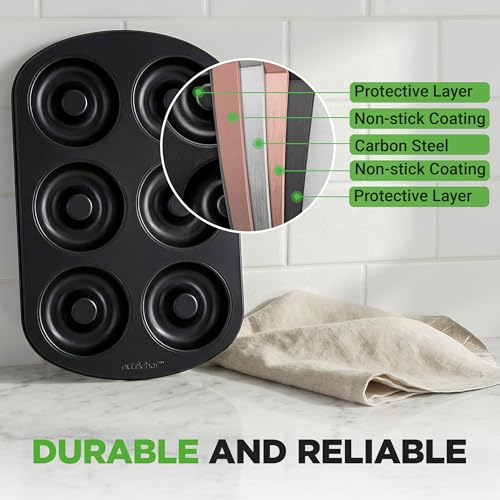 NutriChef Nonstick Donut Pan - 6-Cavity Carbon Steel Bakeware