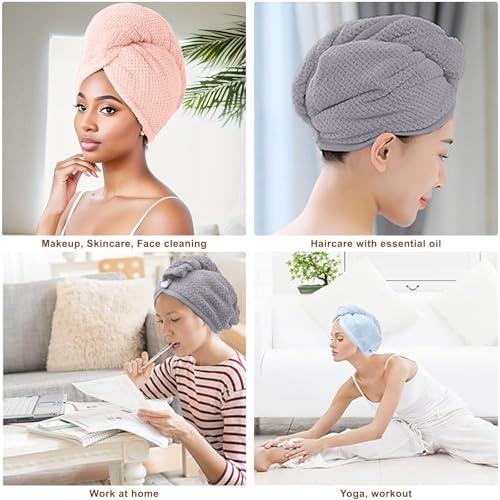 Super Absorbent Microfiber Hair Towel for Curly Hair - 3 Pack
