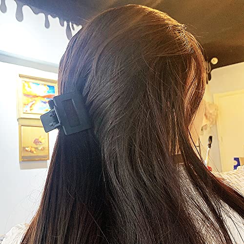 AHONEY Black Matte Small Claw Hair Clips for Thin & Thick Hair - 4 Pack