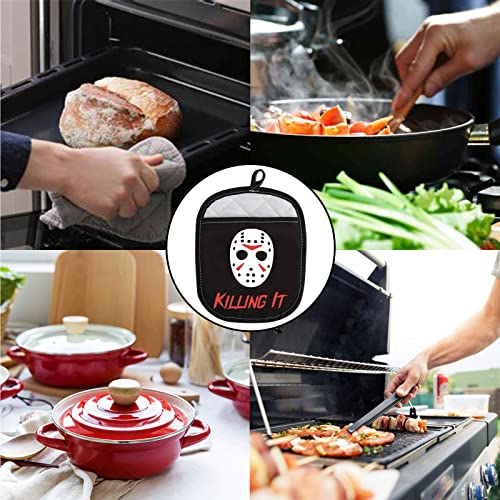 Killing It Horror Movie Pot Holder - Funny Oven Mitts Gift