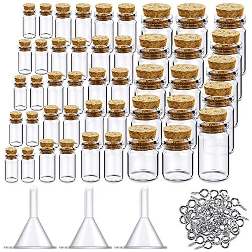 Sherli 1ml Small Glass Jars with Cork Lids - Pack of 45, Mini Spell & Storage Bottles