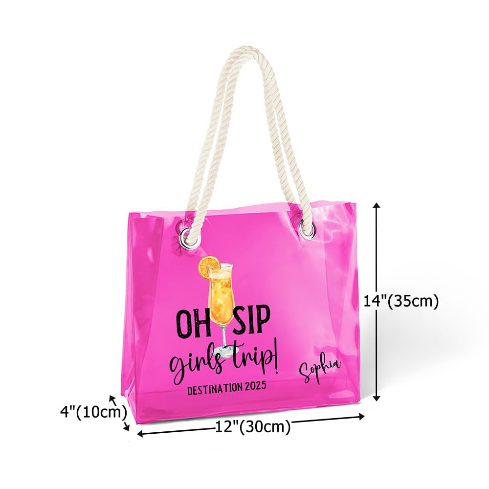 callie moment Personalized Tote Bag, Custom Tote Bags with Name Clear Waterproof Beach Tote, Beach Accessories Pool Travel Vacation Gift for Women