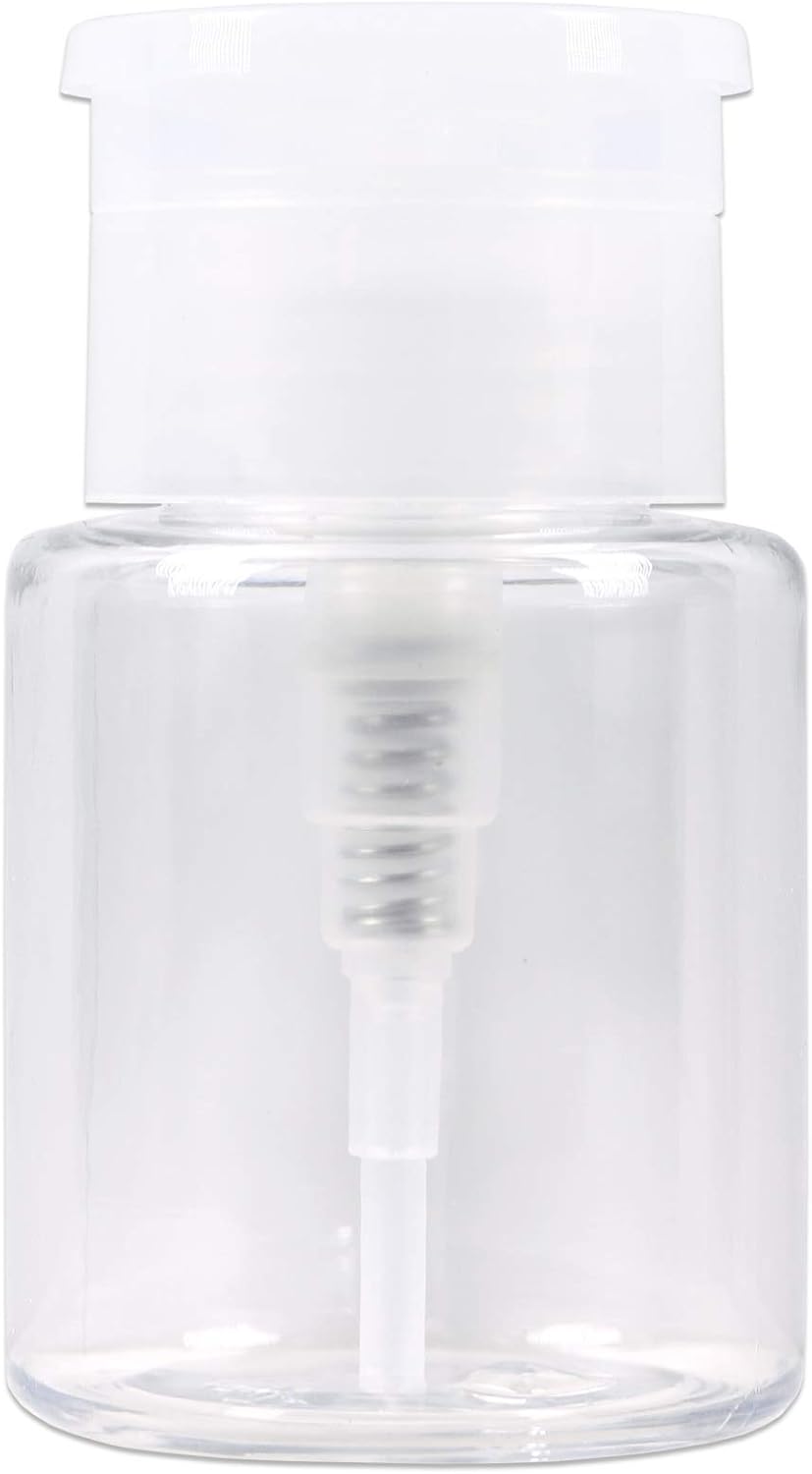Clear Push Down Pump Dispenser - 3oz Refillable Empty Bottle | Lockable Travel Cosmetic Packaging for Nail Polish