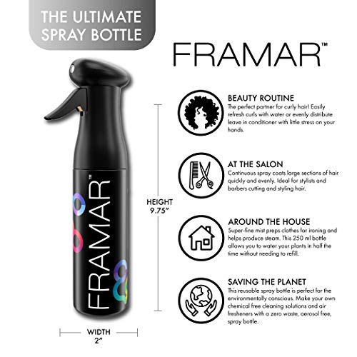 FRAMAR Premium Continuous Spray Bottle for Hair - Black