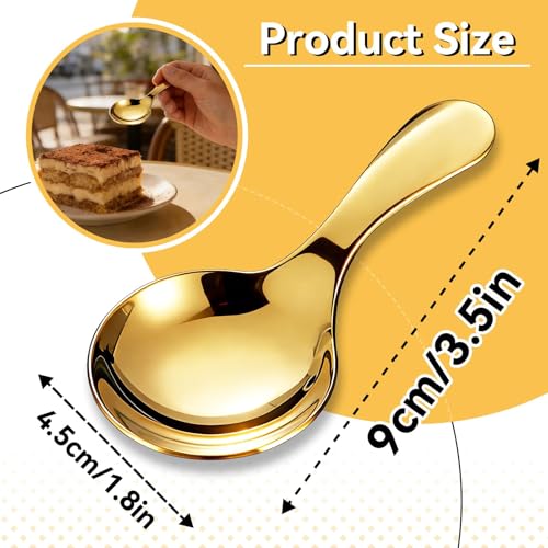 Gold Mini Ice Cream Scoops - 5PCS Stainless Steel Dessert Spoons
