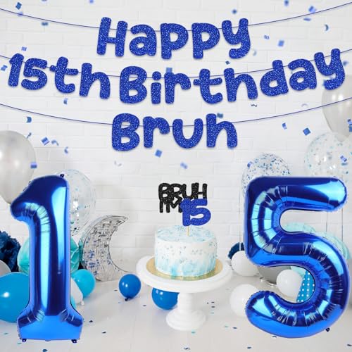 15th Birthday Party Decorations Set for Boys - Blue Theme Kit
