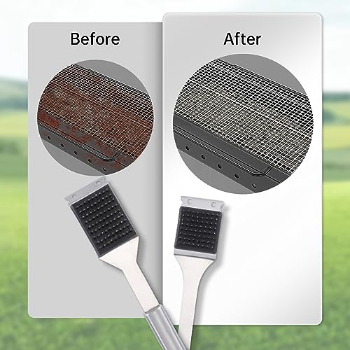 BBQ Grill Brush Set - 16.5” & 14” Stainless Steel Cleaner