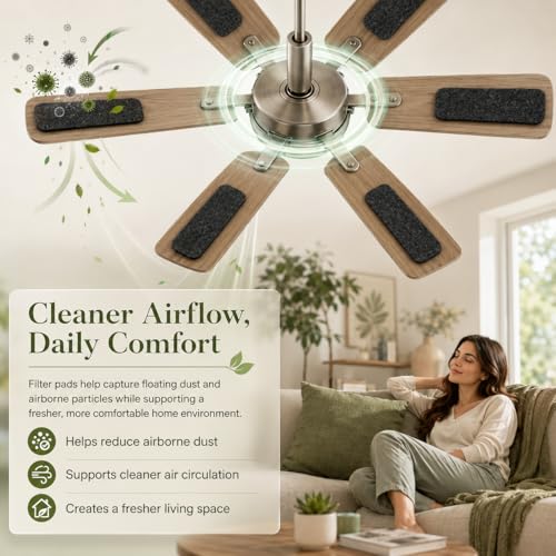 Washable Ceiling Fan Blade Air Filters - 10 Pack for Dust & Pet Hair