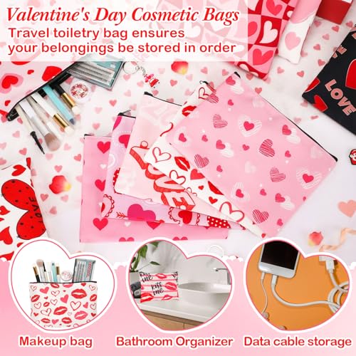 Valentine's Day Makeup Bags & Keychains Set by Kacctyen - 24 Pcs