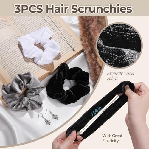 LEOBRO Spa Headband & Scrunchies Set - 6pcs in Black, White, Gray